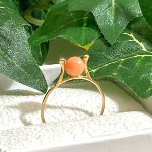 **SALE**14K Solid Yellow Gold Angel Skin Coral Ring